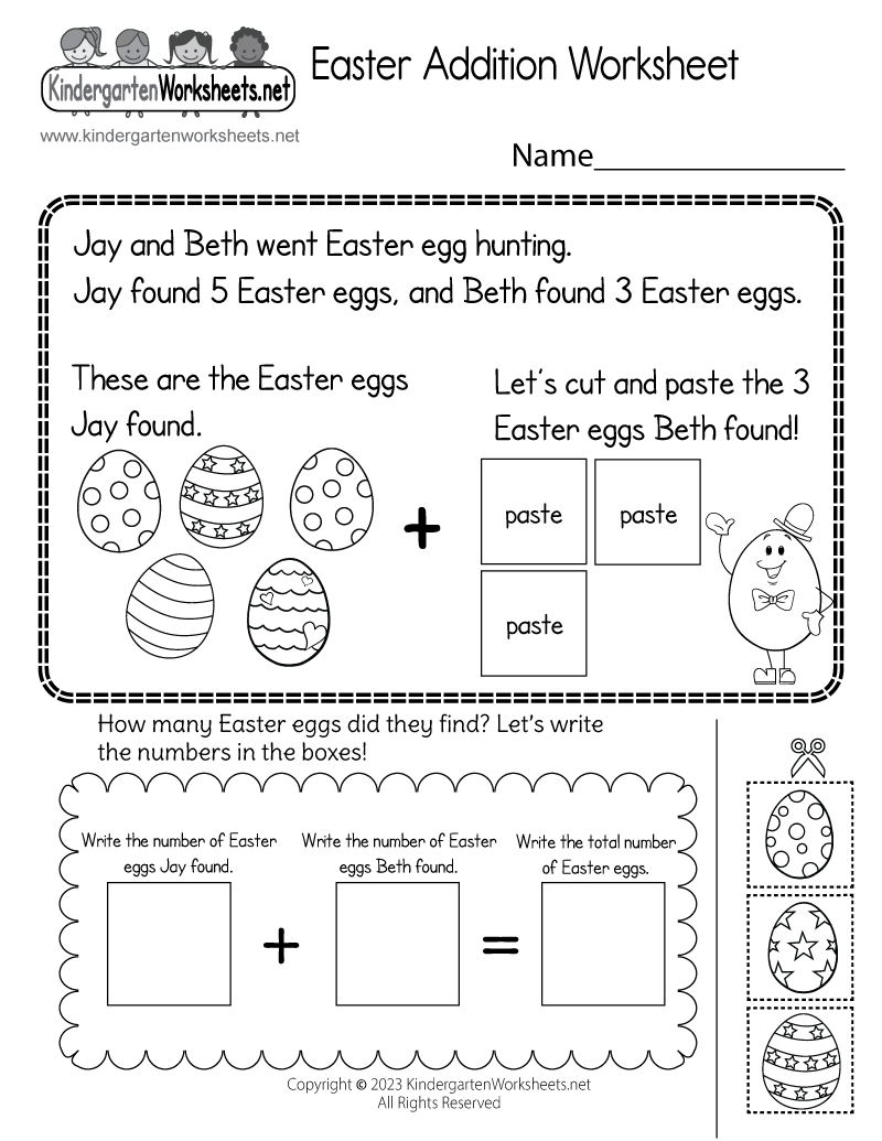 Easter Addition Worksheet Free Kindergarten Holiday Worksheet For Kids