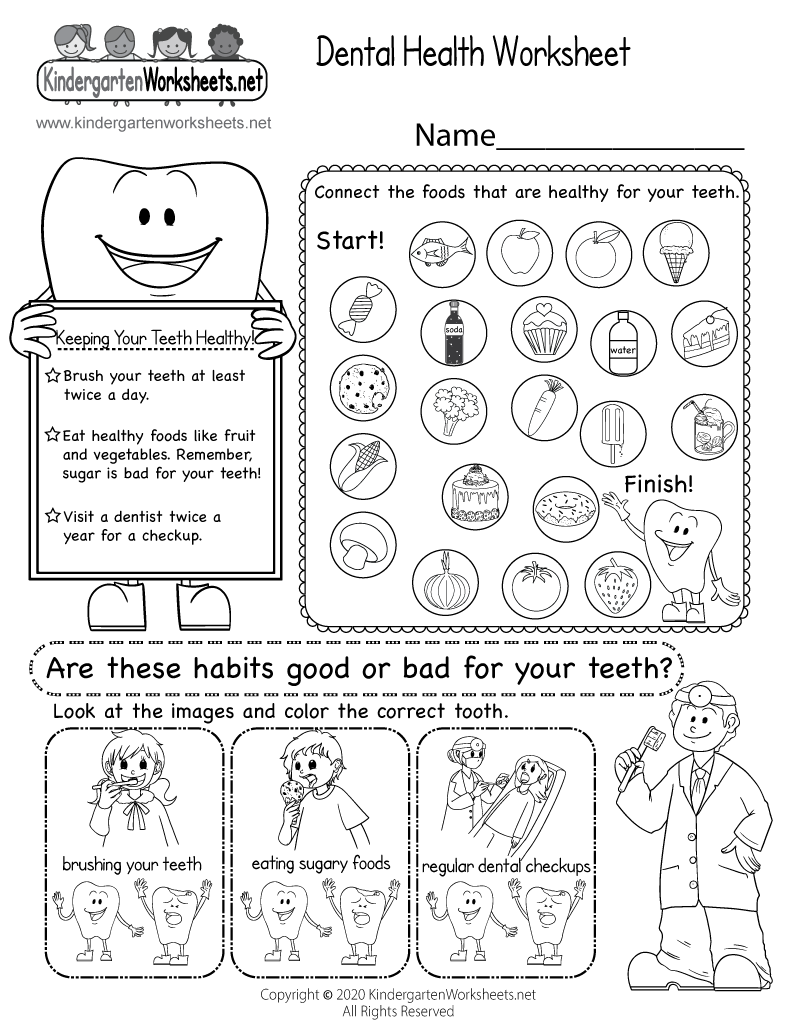 Dental Health Worksheet Free Kindergarten Learning Worksheet For Kids