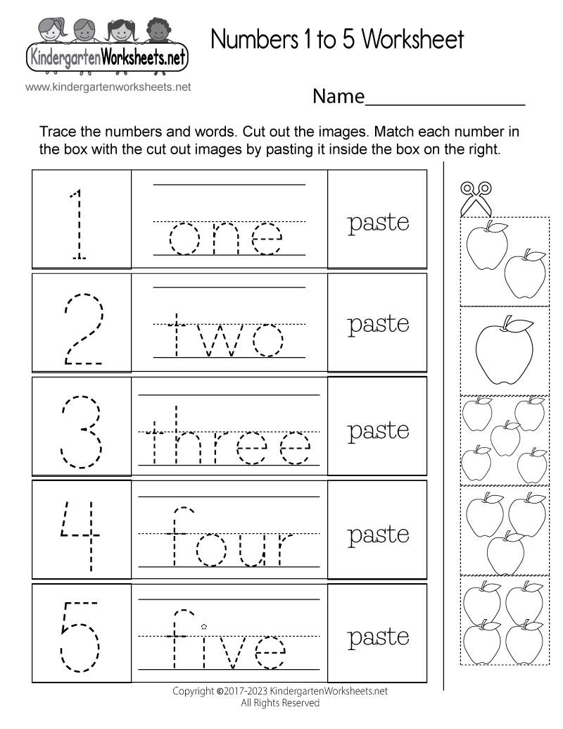 Worksheet On Numbers For Kindergarten