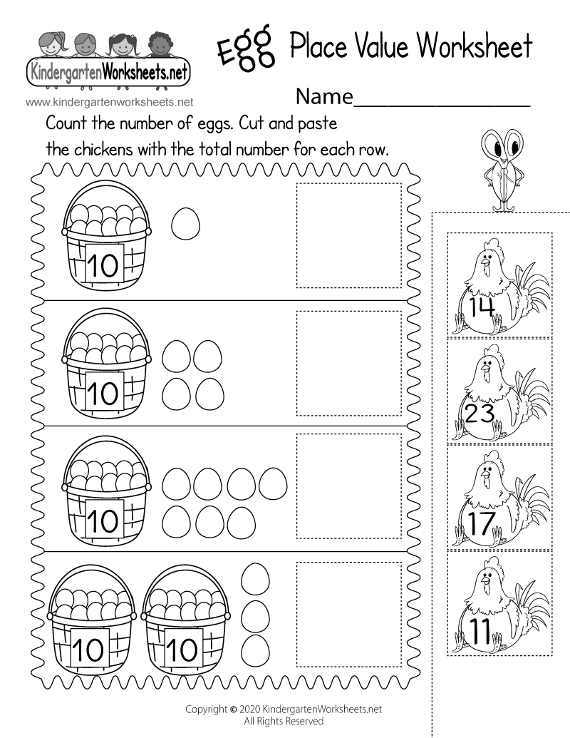 Place Value Worksheets For Kindergarten Printable Kindergarten Worksheets