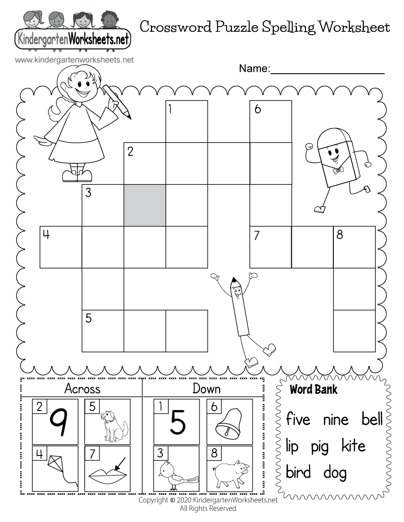 Free Printable Spelling Worksheet For Kindergarten
