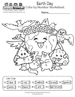 Earth Day Color by Number Worksheet