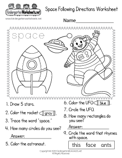 Space Worksheets for Kindergarten Worksheets - Learning with Planets
