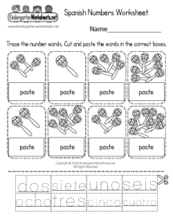 spanish numbers worksheets for kindergarten