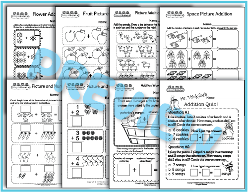 Adding Pictures - Addition Worksheets Preview