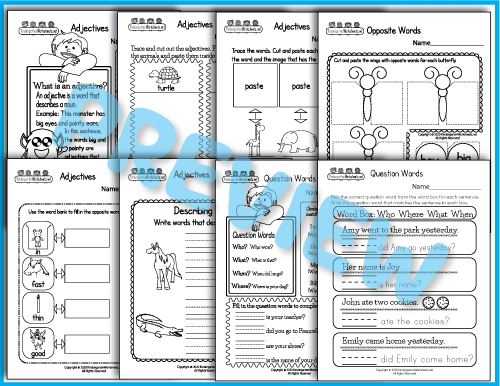 Adjectives and Opposite Words - Grammar Worksheets Preview