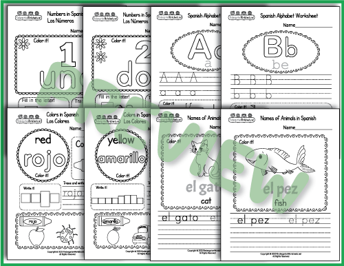 Alphabet and Numbers - Spanish Worksheets Preview