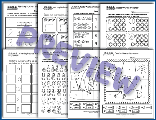 Color by Number - Numbers Worksheets Preview