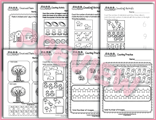 Cut and Paste - Counting Worksheets Preview