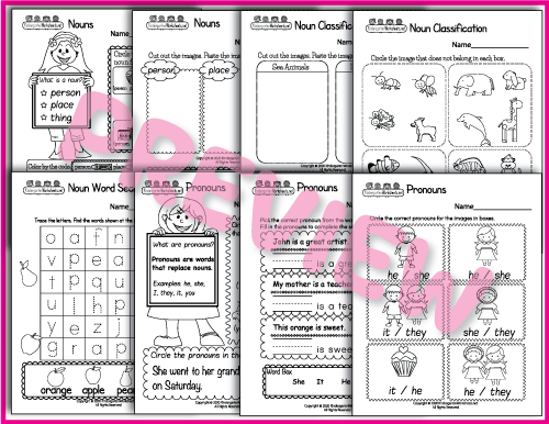 Nouns and Verbs - Grammar Worksheets Preview