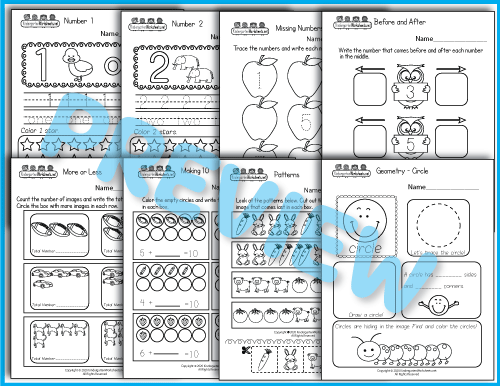 Numbers and Shapes - Math Worksheets Preview