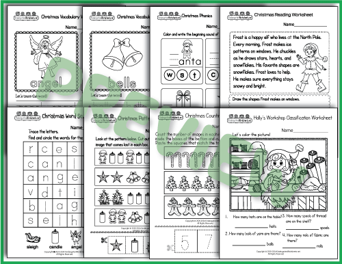 Reading and Vocabulary - Christmas Worksheets Preview