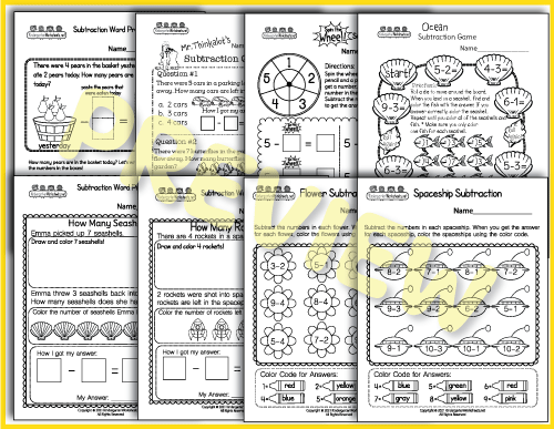 Word Problems - Subtraction Worksheets Preview