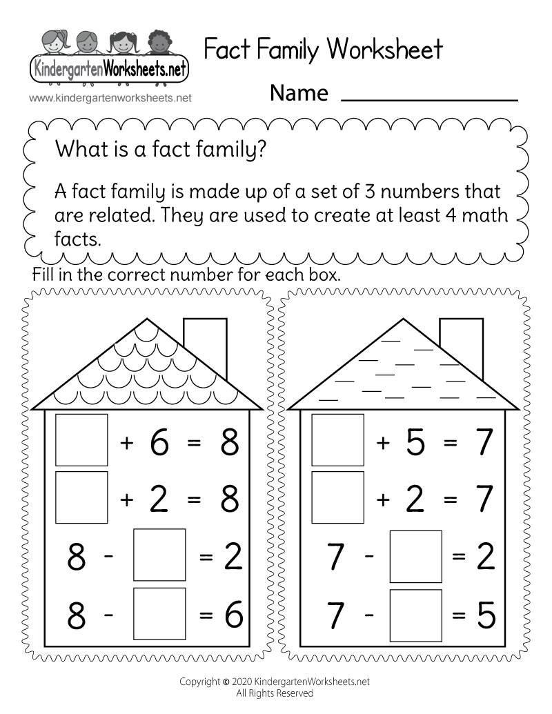 Addition And Subtraction Fact Family Worksheet Free Printable 