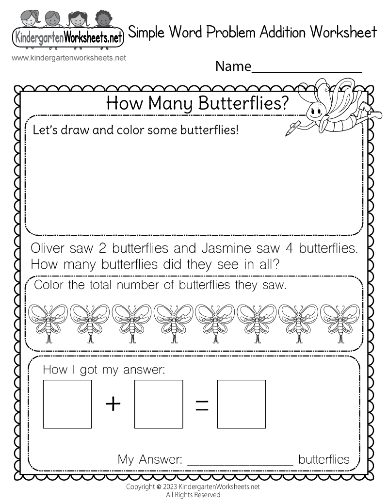 printable kindergarten worksheets addition