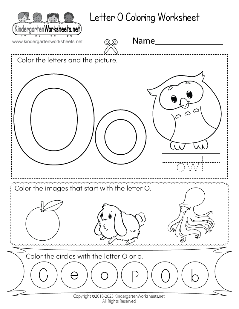 letter o coloring worksheet free kindergarten english worksheet for kids