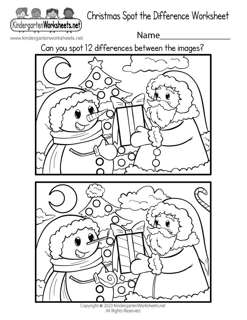 Free Printable Christmas Spot the Difference Worksheet