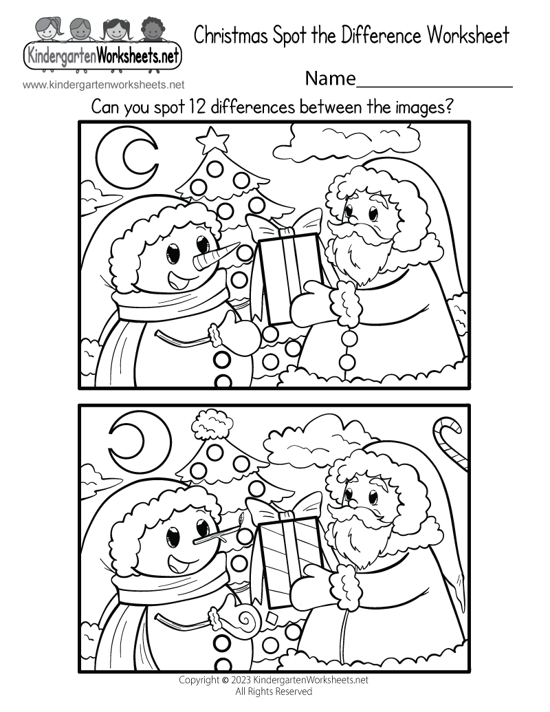 Christmas Spot The Difference Worksheet Free Printable Digital PDF