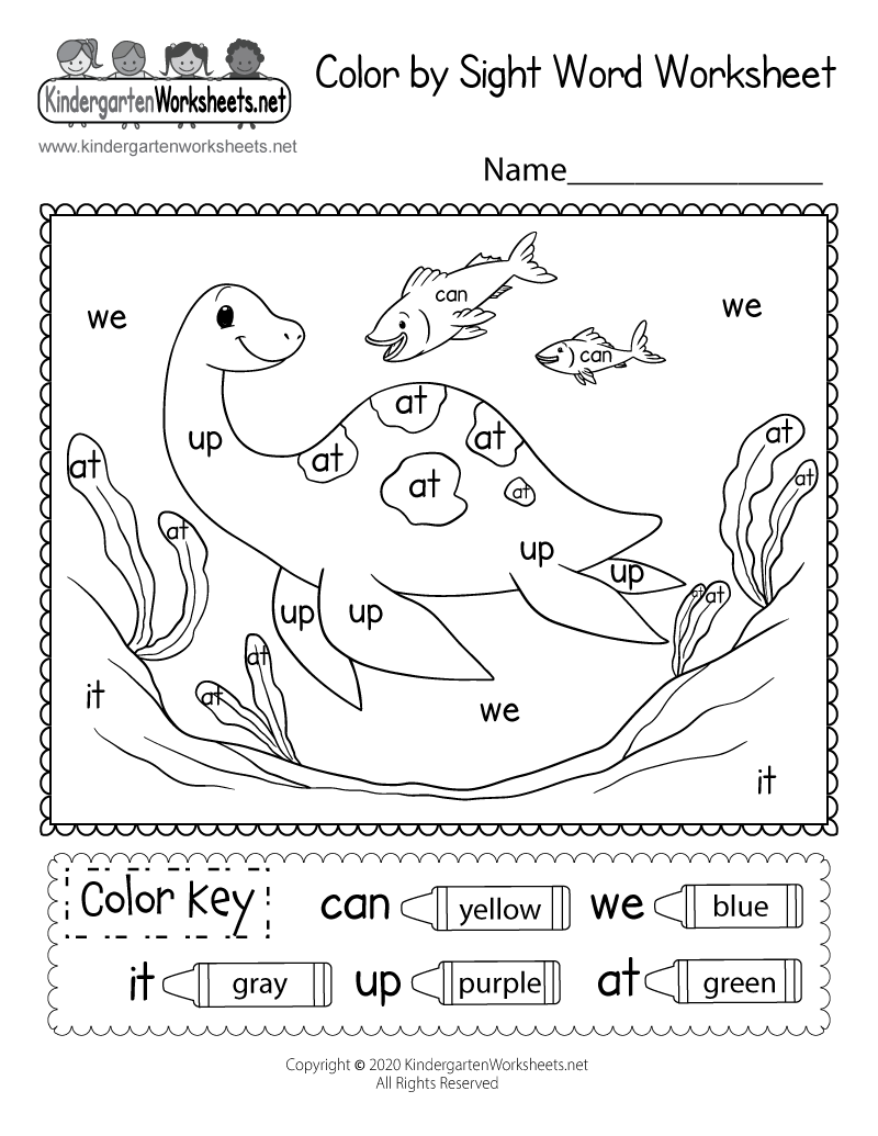 Download Color by Sight Word Worksheet for Kindergarten - Free ...