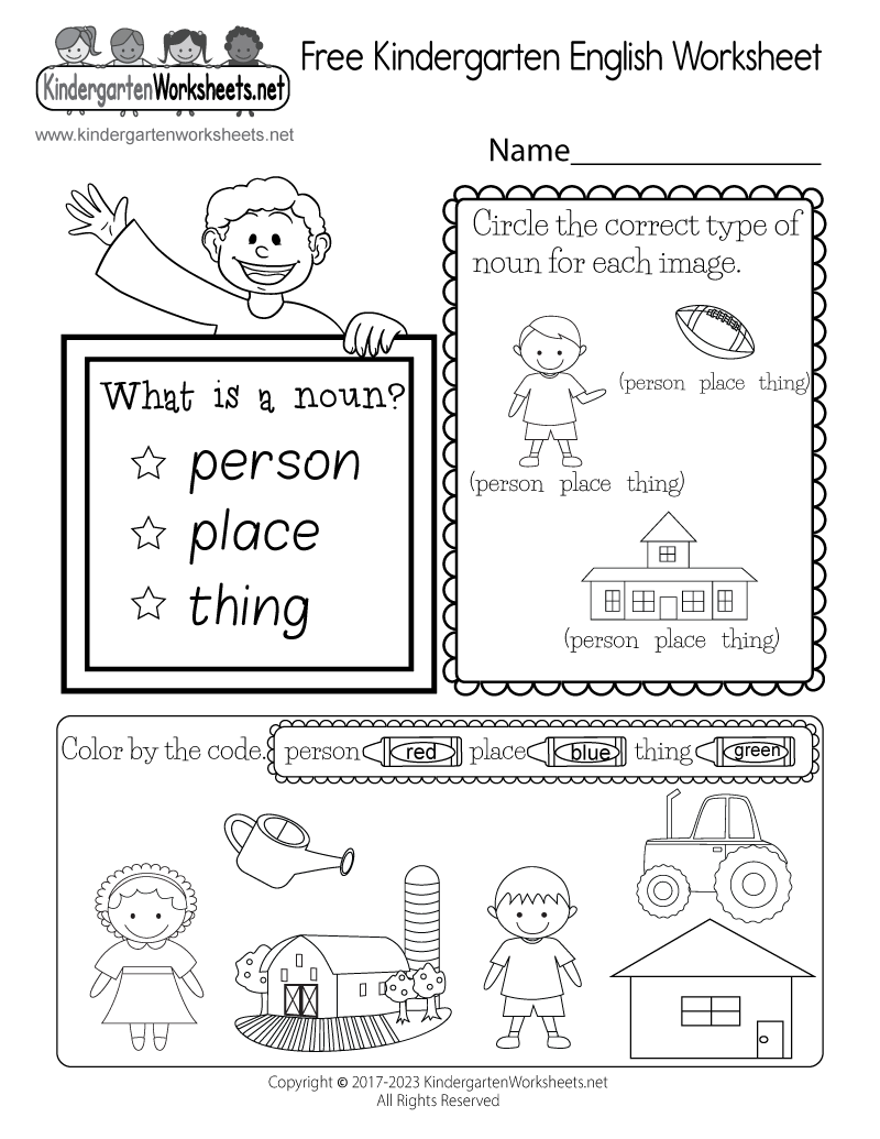 Kindergarten Free Printable Worksheets English