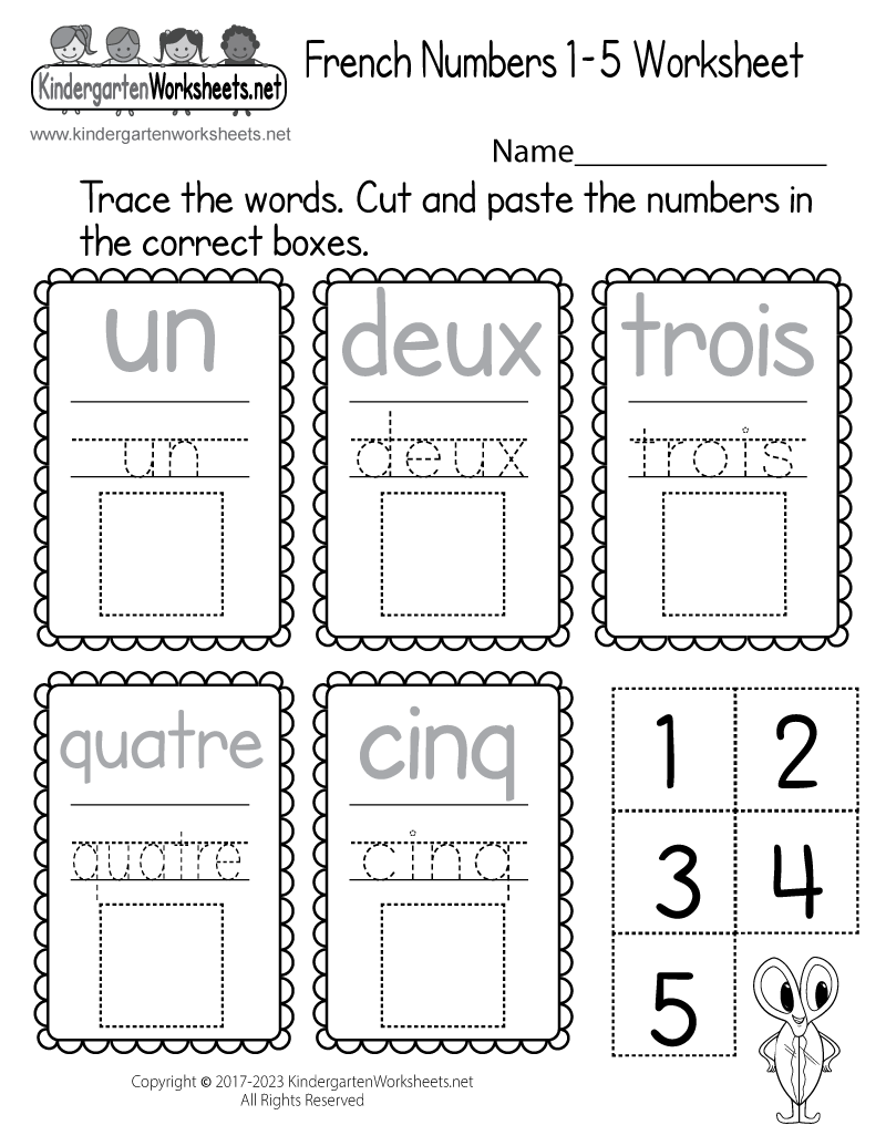 french numbers worksheet free kindergarten learning worksheet for kids