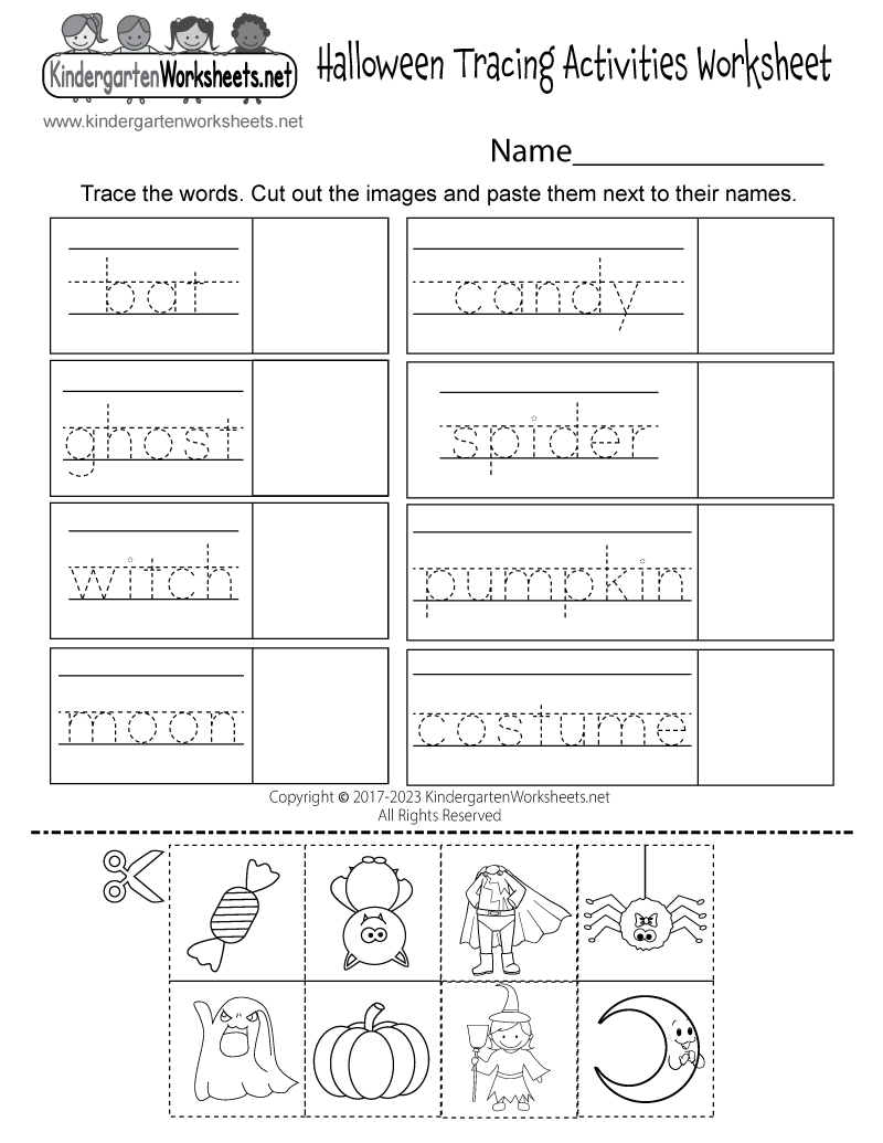 Free Printable Halloween Activity Worksheet For Kindergarten