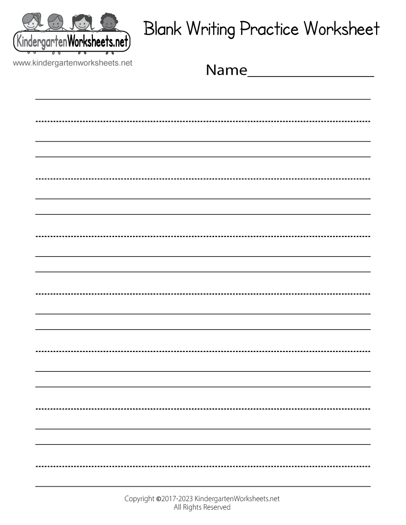Blank Writing Practice Worksheet - Free Kindergarten English Worksheet For Kids