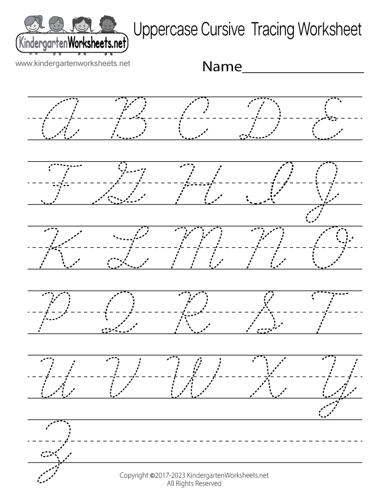 Cursive Handwriting Worksheet - Free Kindergarten English Worksheet for ...