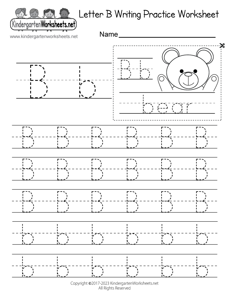 letter b writing practice worksheet free kindergarten english worksheet for kids