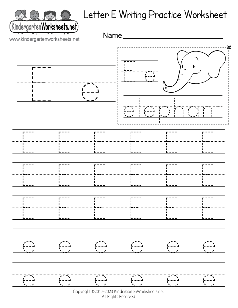 Letter E Writing Practice Worksheet Free Kindergarten English Worksheet For Kids