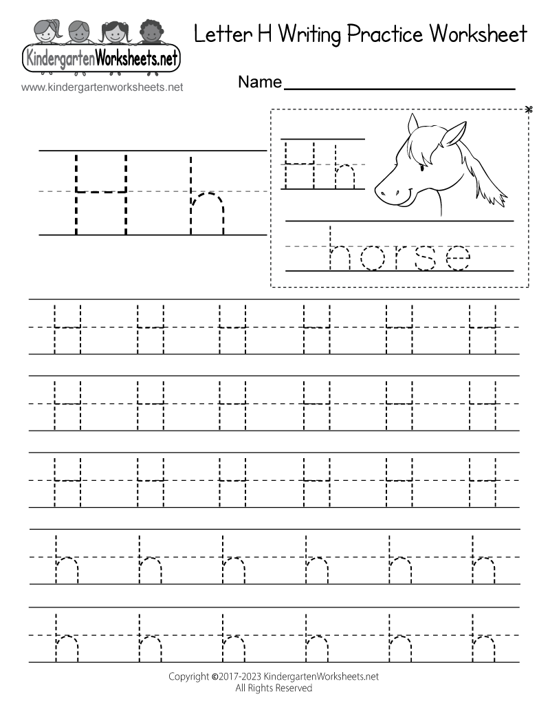 Free Printable Letter H Writing Practice Worksheet