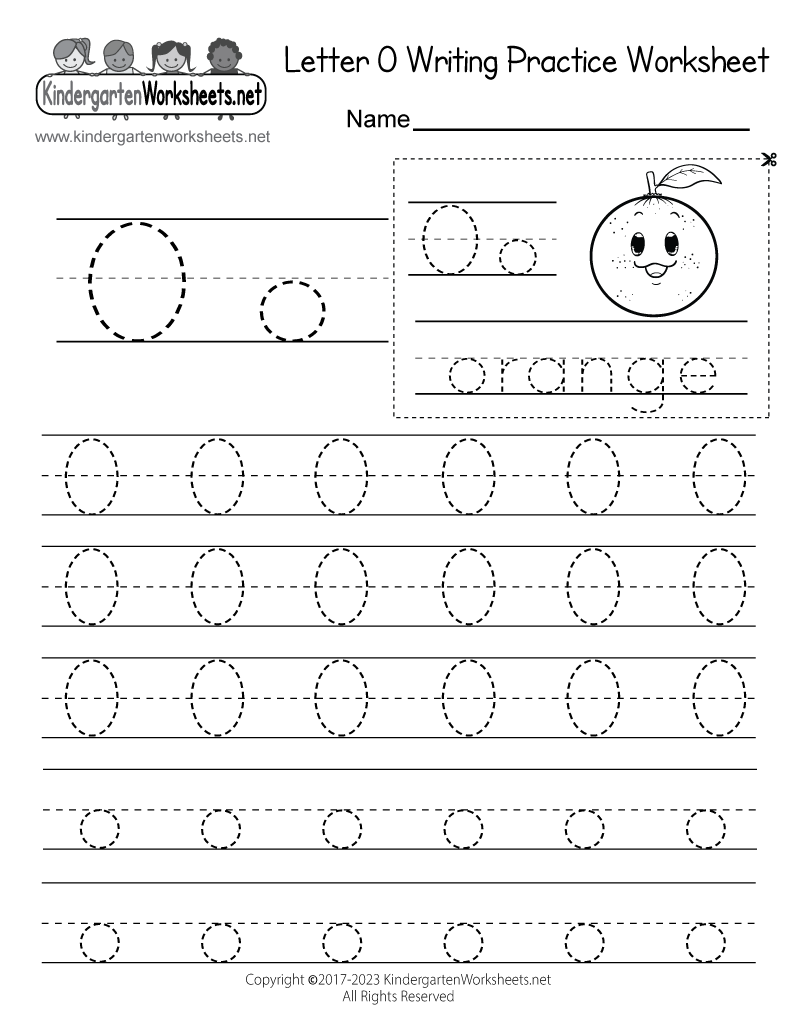 Kindergarten Letter O Writing Practice Worksheet Printable