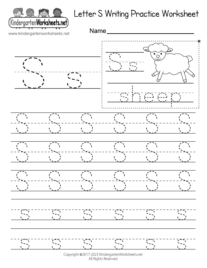Free Printable Letter S Writing Practice Worksheet For Kindergarten