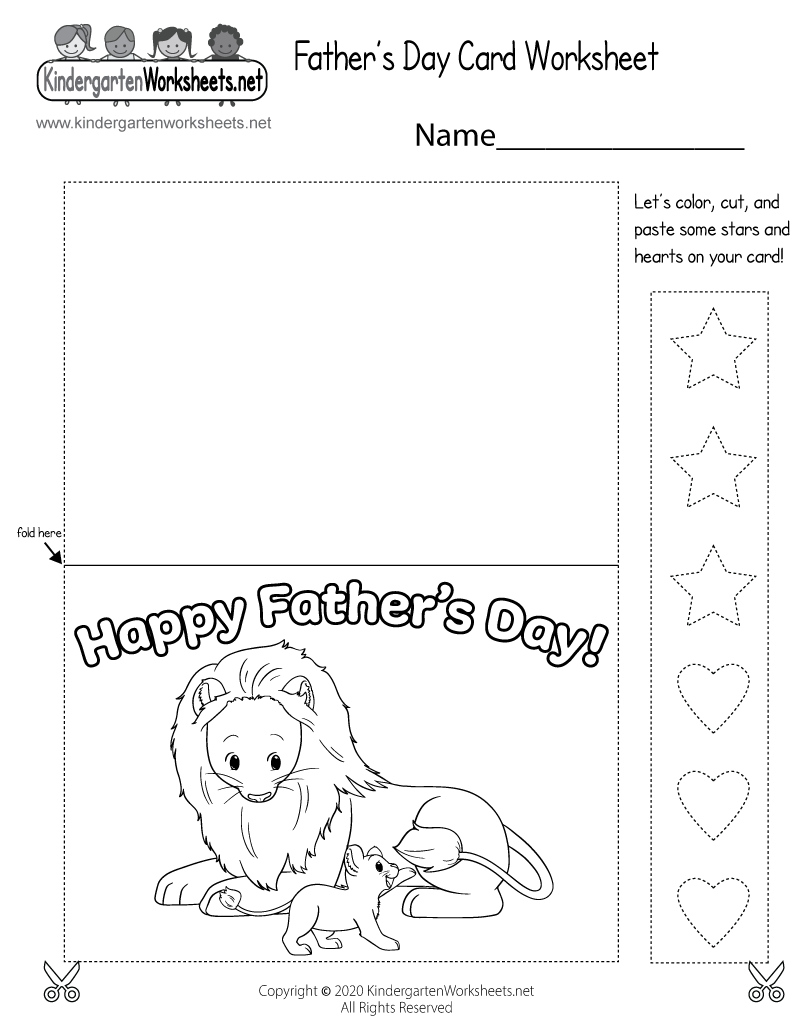 Free Printable Father s Day Card Worksheet