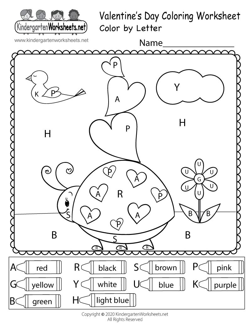 Free Printable Valentine s Day Color by Letter Worksheet
