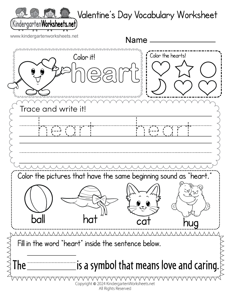 Valentine s Day Vocabulary Worksheet Free Printable Digital PDF