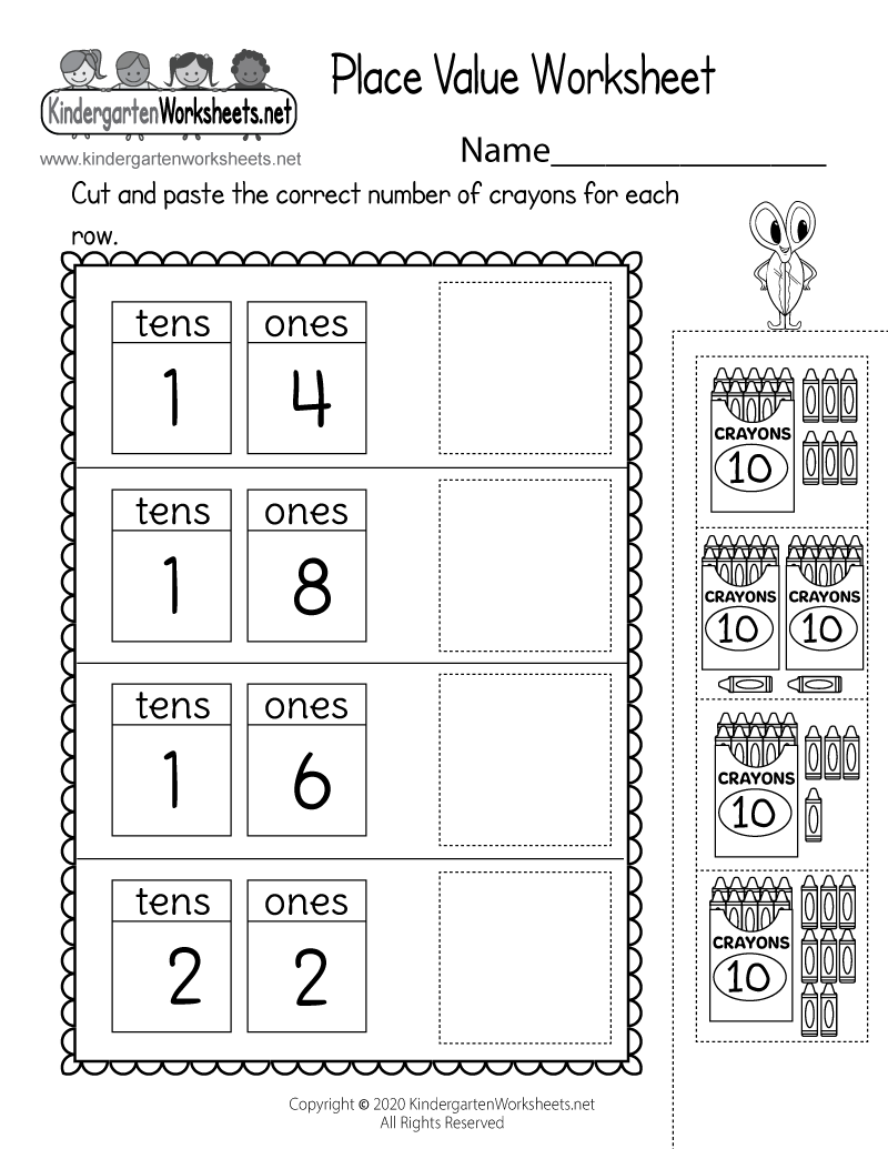 Kindergarten Tens and Ones Worksheet Printable