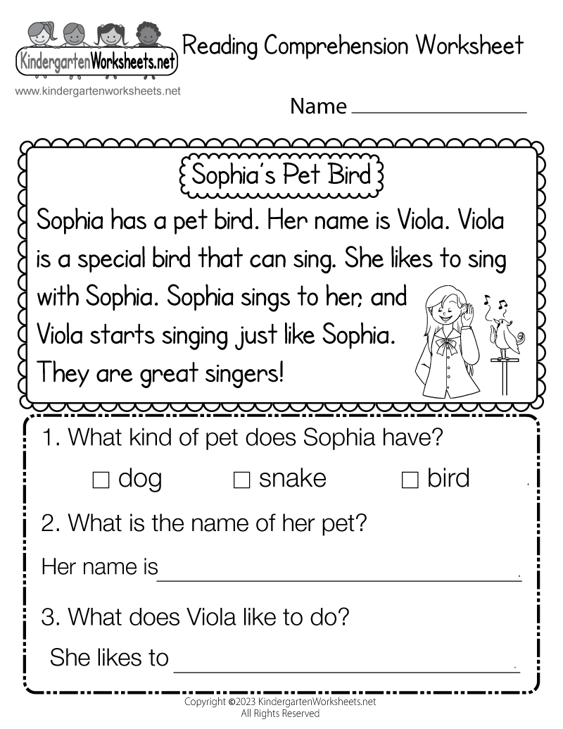 reading comprehension worksheet free kindergarten english worksheet for kids