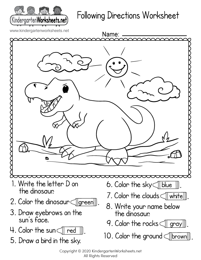 Printable Worksheet On Following Directions