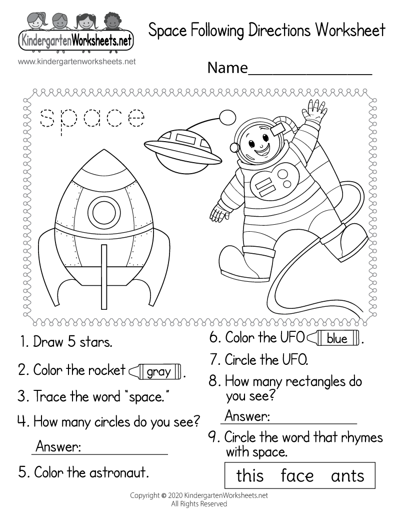 astronaut worksheet preschool