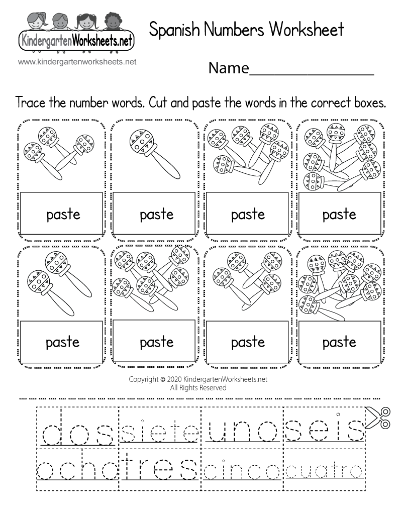 kindergarten spanish worksheets pdf