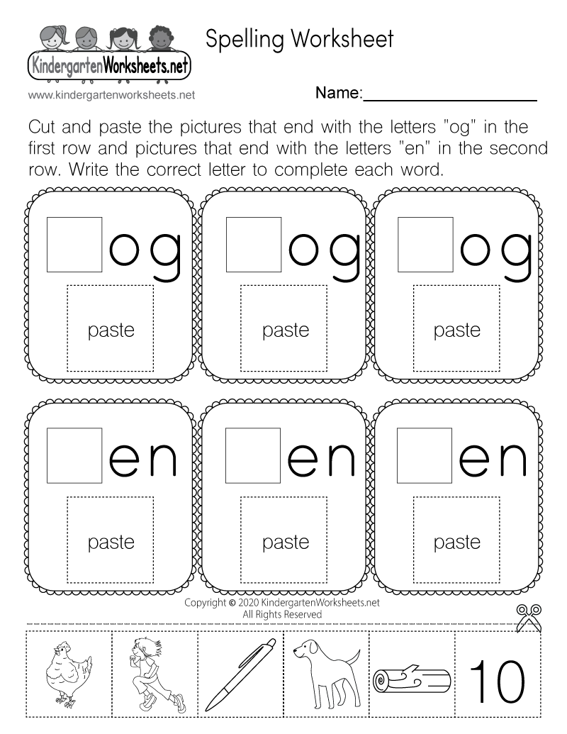 kindergarten printable worksheets cut and paste