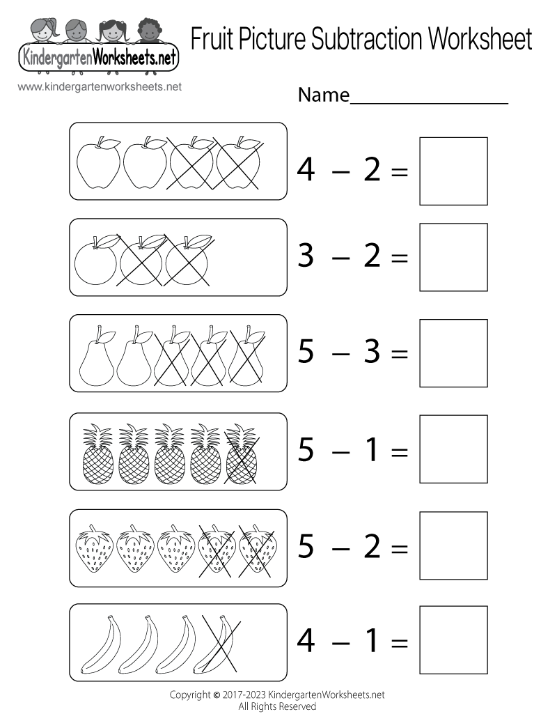 Free Printable Subtraction Worksheets For Kindergarten