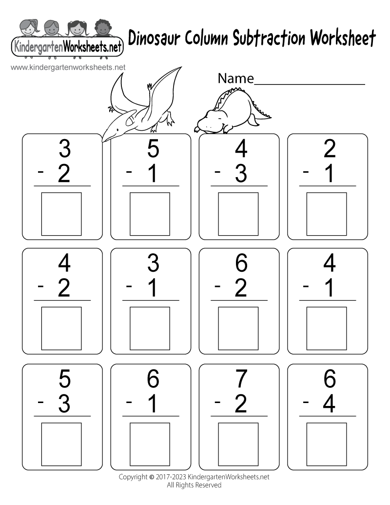 Free Printable Subtraction Quiz Worksheet for Kindergarten