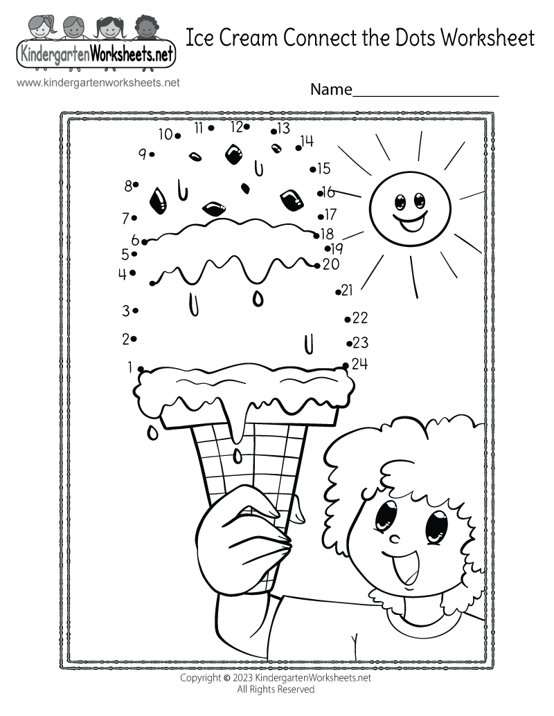 summer connect the dots worksheet for kindergarten free