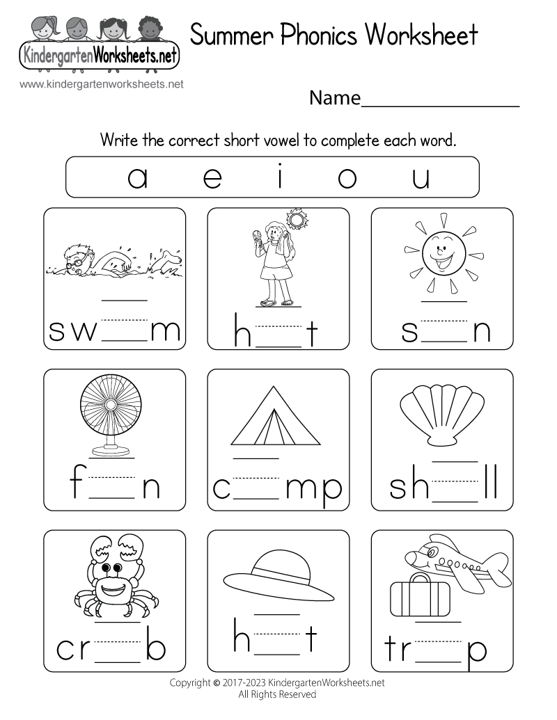 free kindergarten worksheets