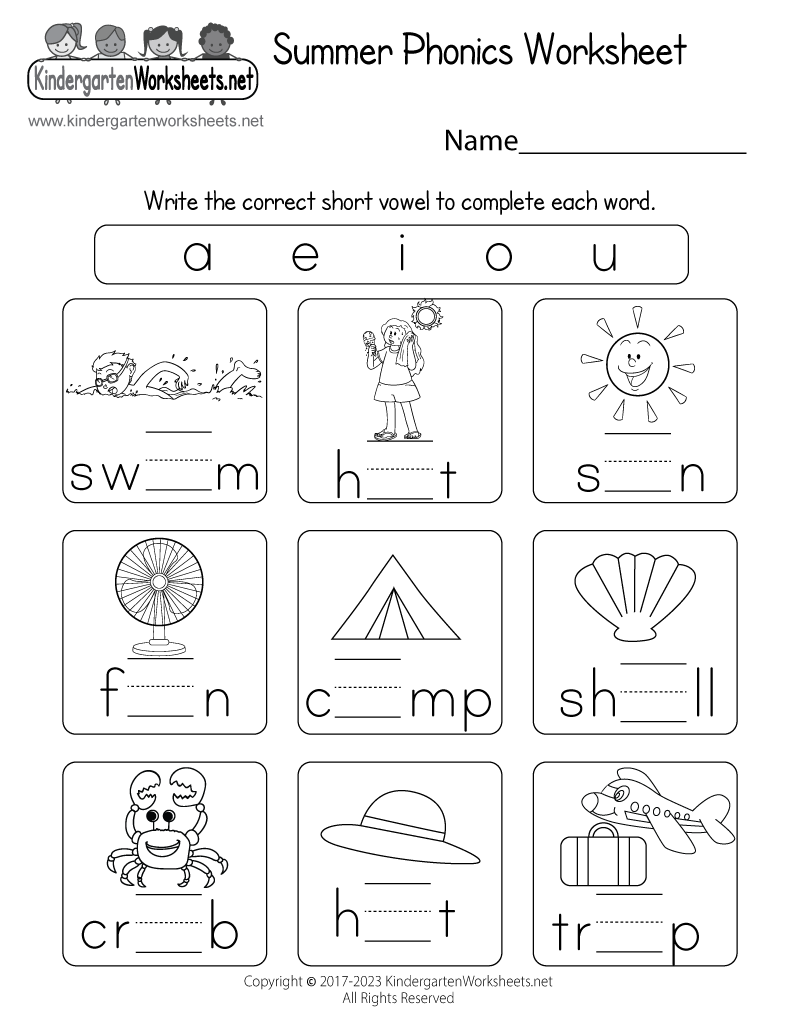 Phonics Worksheets For Kindergarten Pdf Printable Kindergarten Worksheets